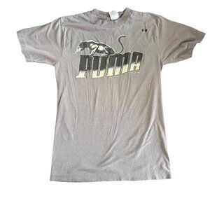 Vintage Puma 1985 Mens Medium Graphic T-Shirt Gray Short Sleeve Logo Tee